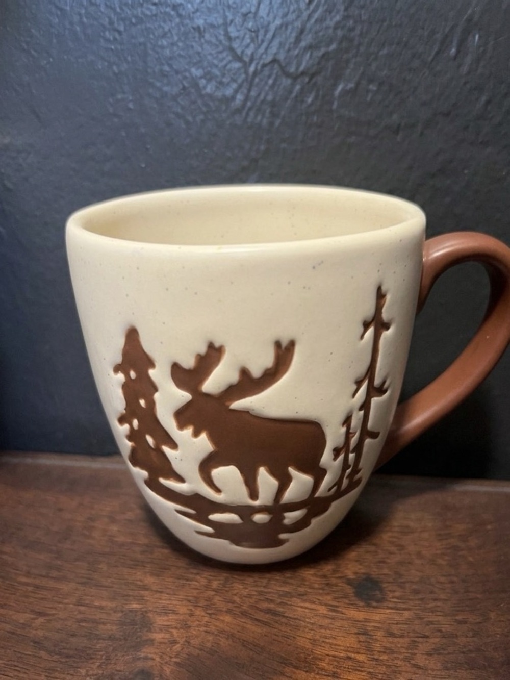 Vintage Ceramic Moose Woodland Mug Lindt Chocolate Cream & Brown Cup Winter